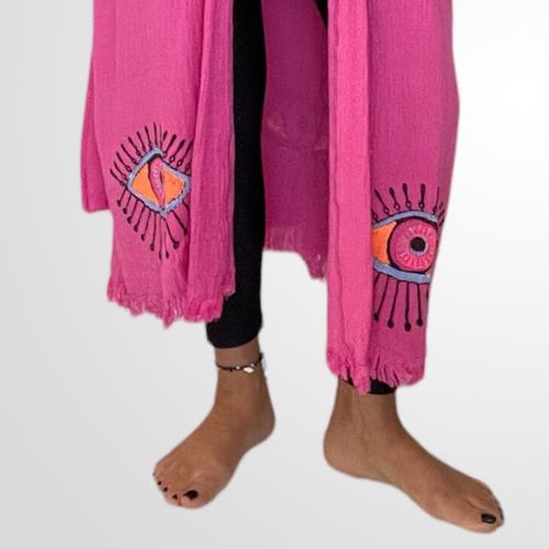 Fuchsia Pink Evil Eye Kimono