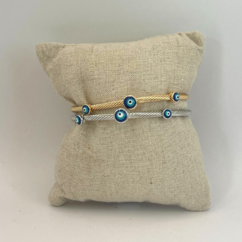 Braided Evil Eye Gold and Silver Cuffs