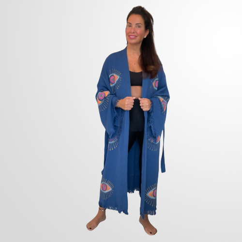 Blue Long Evil Eye Kimono