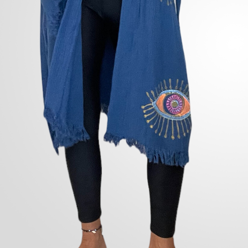 Blue Long Evil Eye Kimono