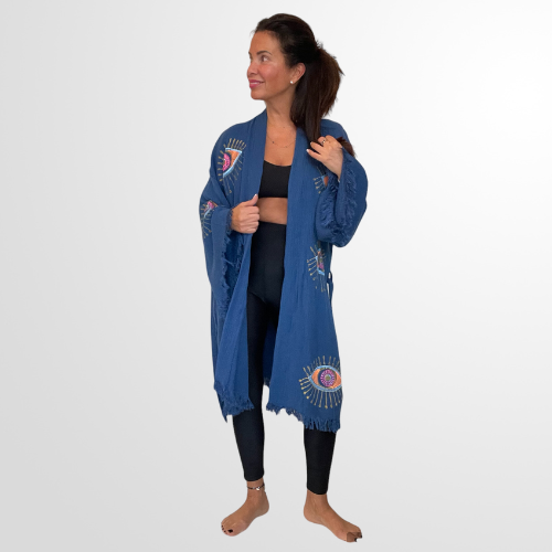 Blue Long Evil Eye Kimono