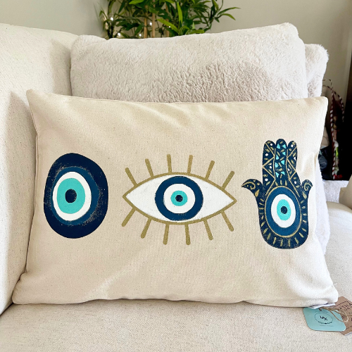 Evil Eye and Hamsa Hand Pillow