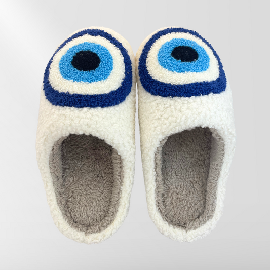 Evil Eye Fuzzy Slippers