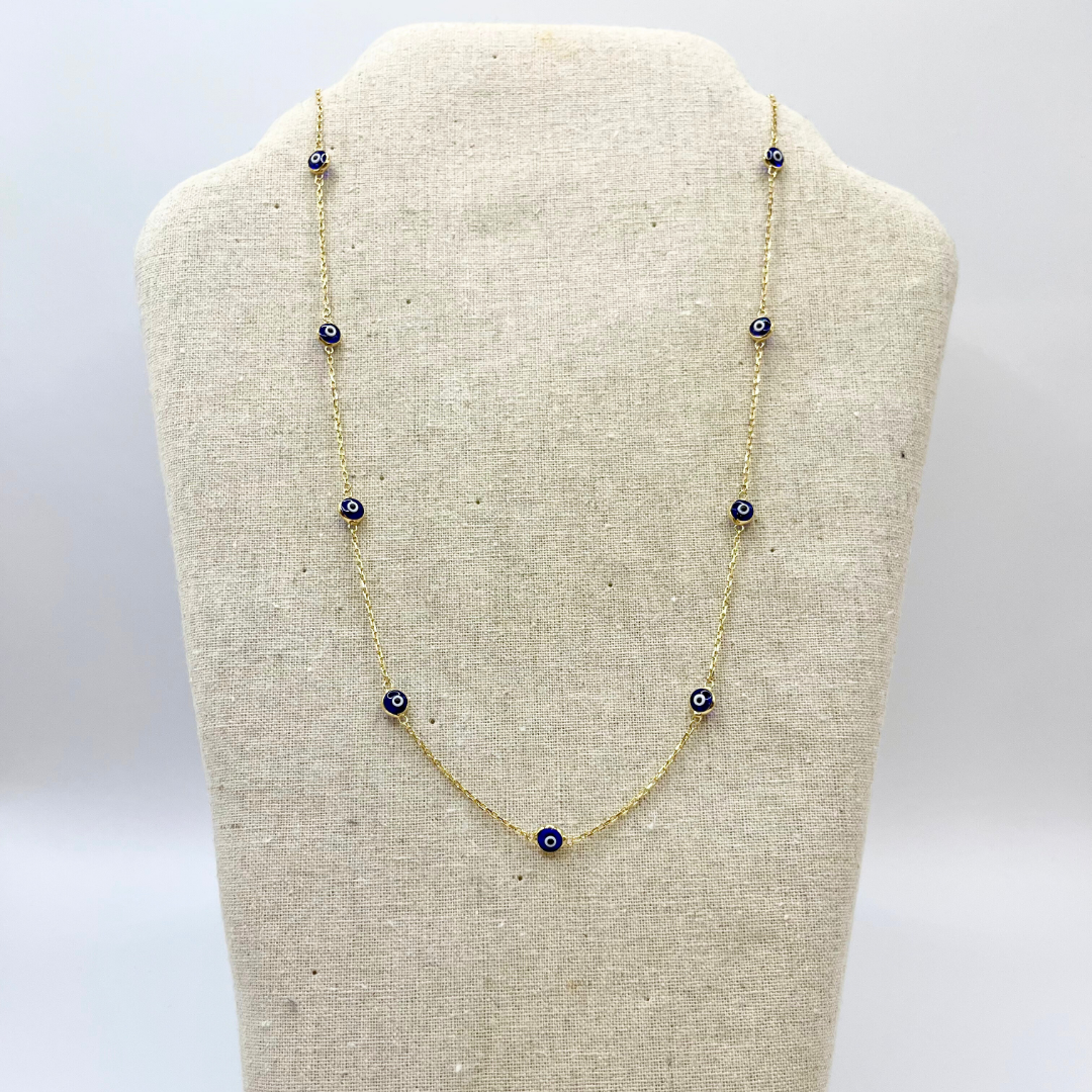 Evil Eye Gold Necklace (Navy)