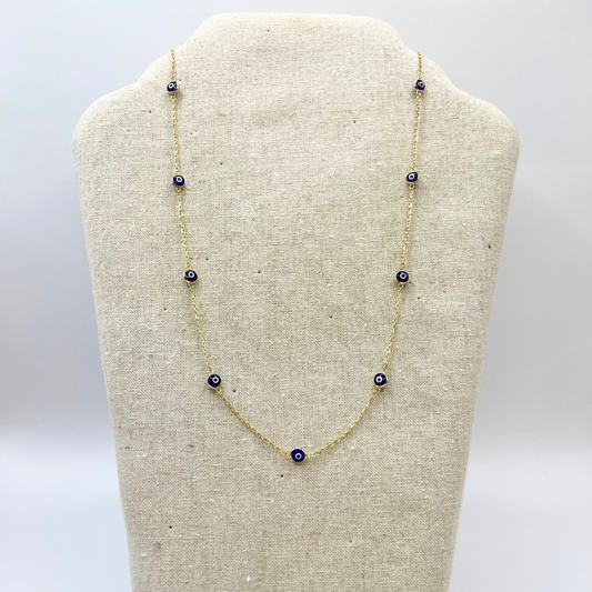 Evil Eye Gold Necklace (Navy)