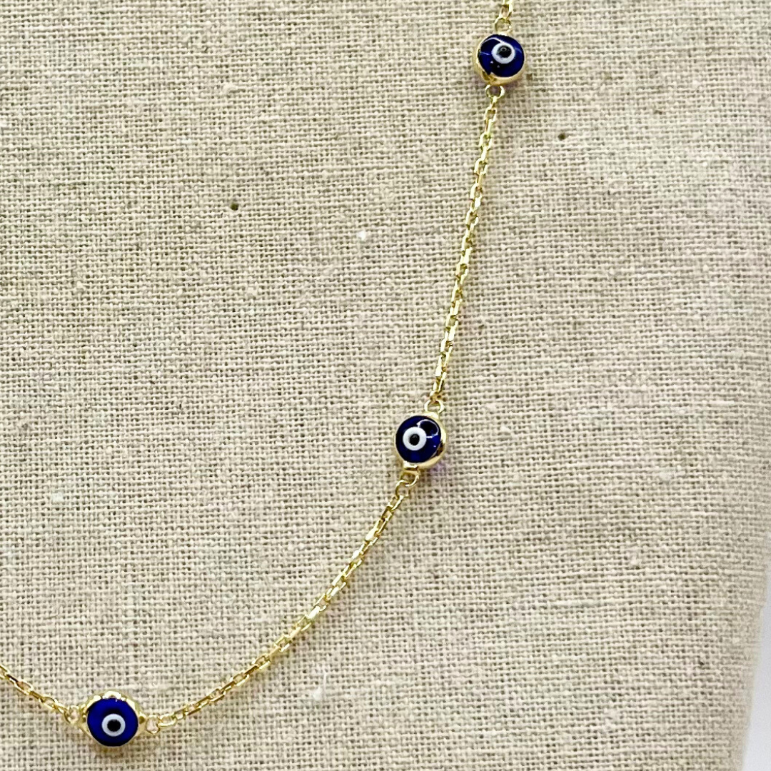 Evil Eye Gold Necklace (Navy)