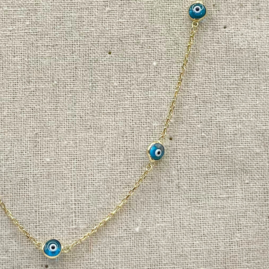 Evil Eye Gold Necklace (Turqouise)