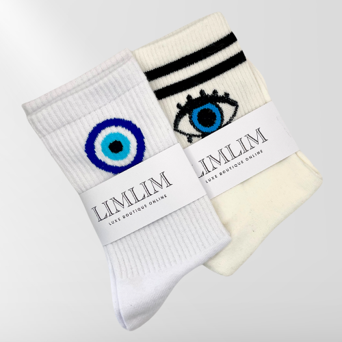 White Evil Eye Sports Socks