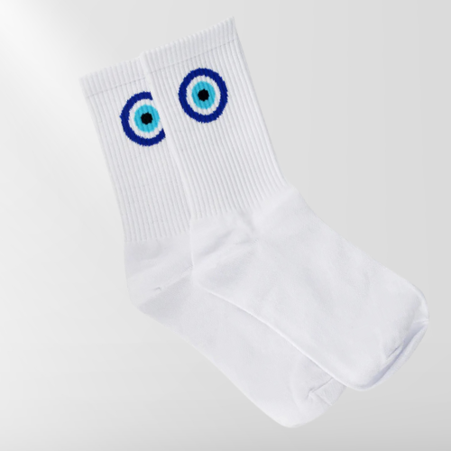 White Evil Eye Sports Socks