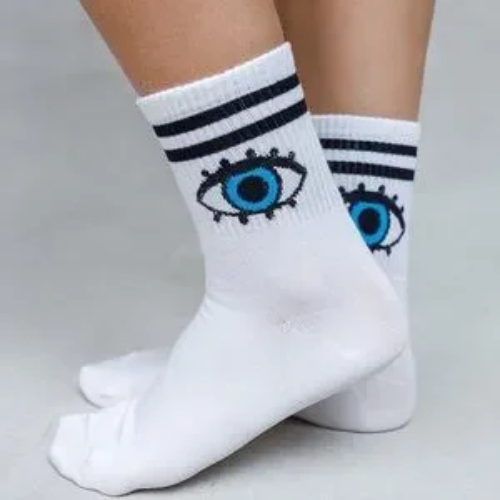 Evil Eye with Stripe Socks