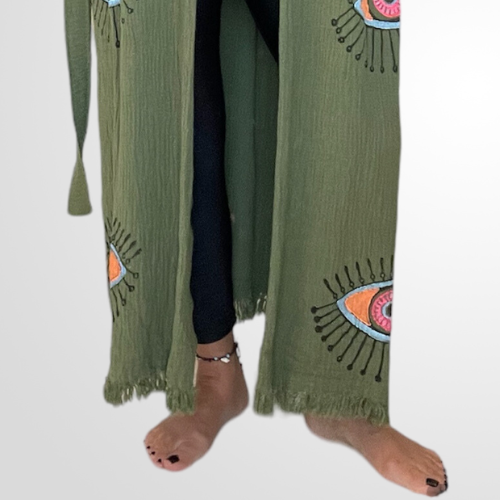 Army Green Evil Eye Kimono