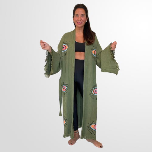 Army Green Evil Eye Kimono