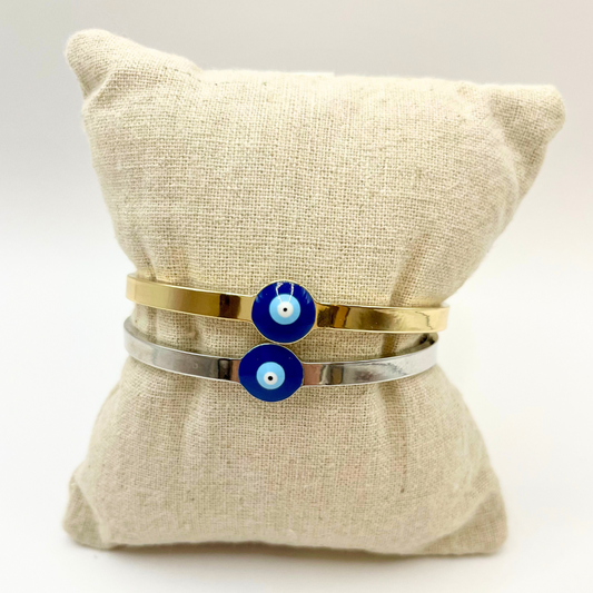 Evil Eye Gold and Silver Cuffs