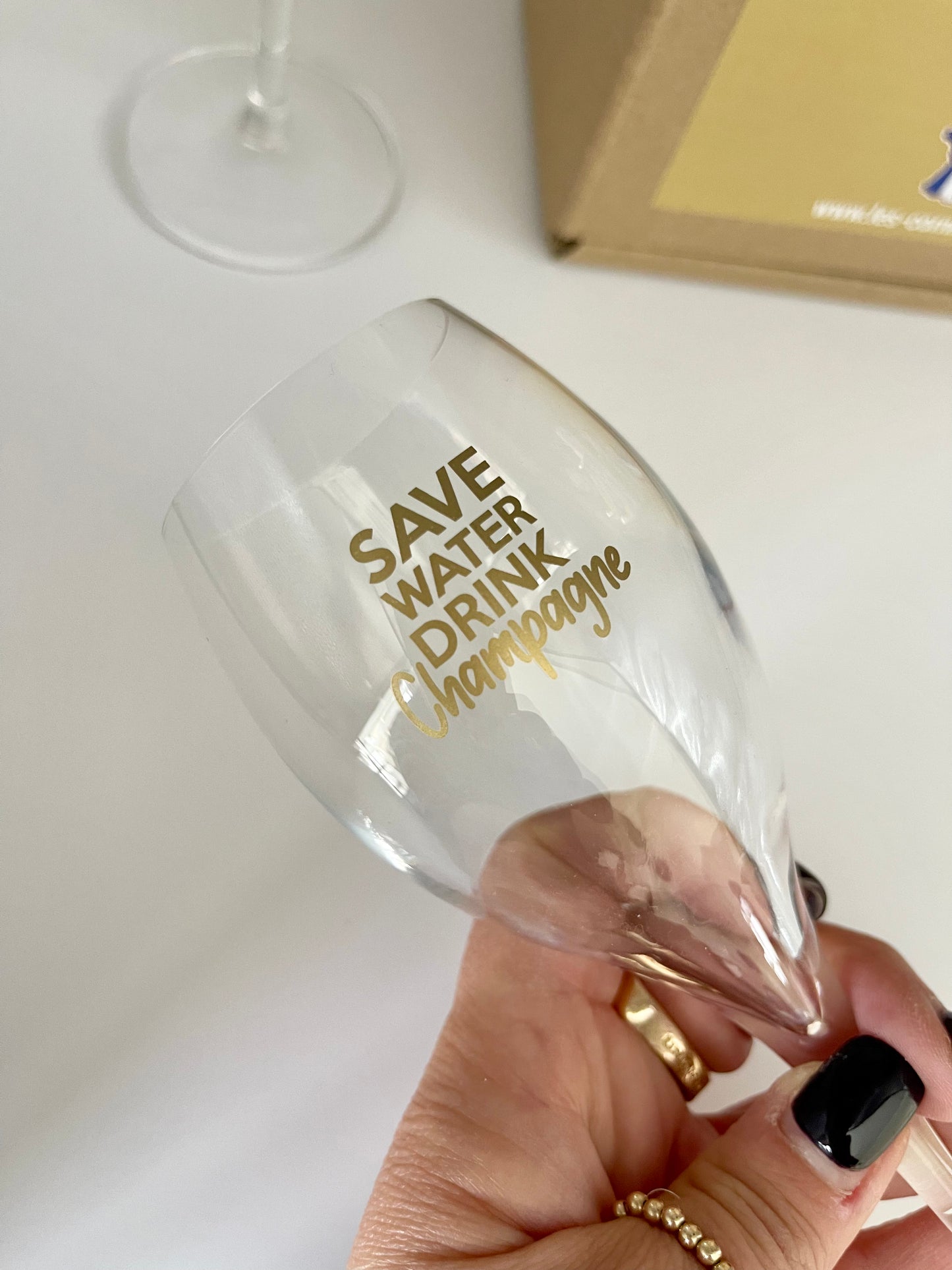 Save Water Drink Champagne Glass